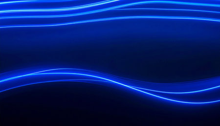 abstract  blue   background with motion wave lines and lightsの素材