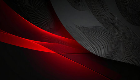 Abstract black and red background with curved lines. Modern futuristic design.の素材