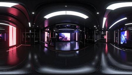 3D CG rendering of Futuristic SCIFI corridor with lightsの素材