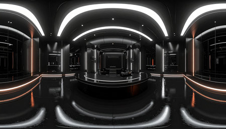 3D CG rendering of Futuristic SCIFI space station corridorの素材