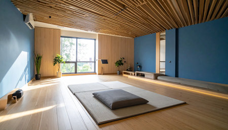 Interior of a modern house, living room with wooden walls and floorの素材