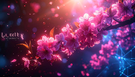 Beautiful cherry blossom background. Vector illustration for your design.の素材
