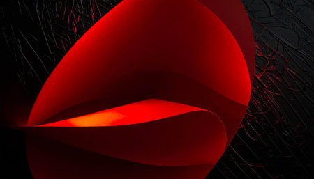 Abstract red paper cut shape on a black background. 3d renderingの素材