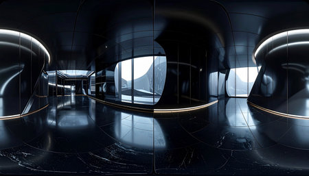 Futuristic interior design. 3D rendering, 3D illustration.の素材