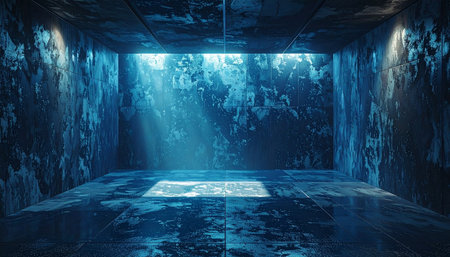 3d rendering, dark corridor with neon light in the dark roomの素材