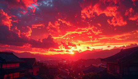 Sunset in the old town of Lijiang, Yunnan, Chinaの素材