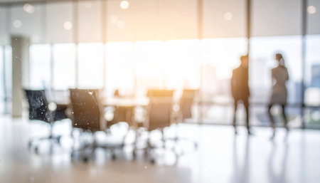 Blurred image of business people in meeting room with bokeh background.の素材
