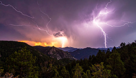 Thunderstorm over the mountains in the Sierra Nevada, California, USAの素材