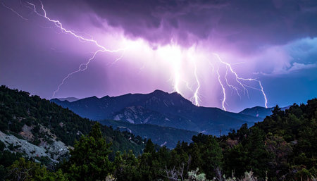 Thunderstorm over the Sierra Nevada mountains in Sierra Nevada, California, USAの素材