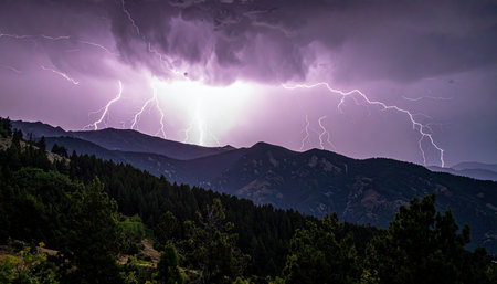 Thunderstorm in the mountains of the Pyrenees, Spain.の素材