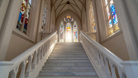 Stained glass window in St. John's Anglican Cathedral in Toronto, Canadaの素材