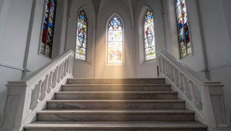 Stained glass window in St. Joseph's Church in Toronto, Canadaの素材
