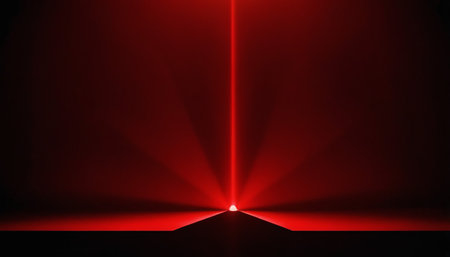 Red light rays on dark background. Abstract red light rays on dark background.の素材