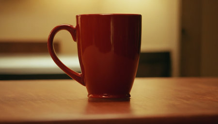 Coffee cup on the table in coffee shop, stock photoの素材