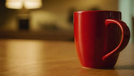 Coffee cup on wooden table in coffee shop blur background.の素材