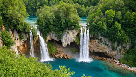 Waterfalls in Plitvice Lakes National Park,Croatiaの素材