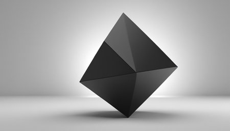 Black pyramid on a white background. 3d rendering, 3d illustration.の素材