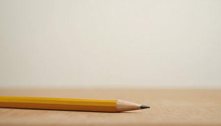 Pencils on a wooden table, shallow depth of field.の素材
