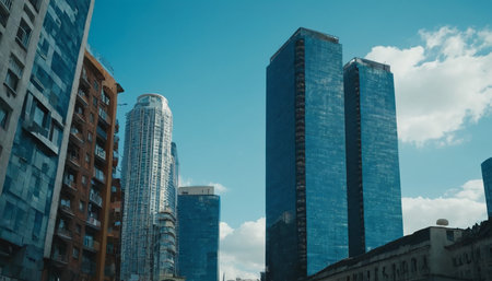 Modern skyscrapers on a background of blue sky. Business conceptの素材