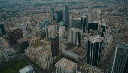 Aerial view of skyscrapers in Dubai, United Arab Emiratesの素材