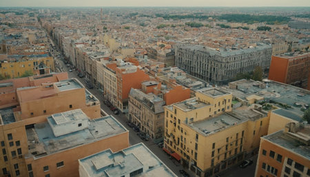 Aerial view of the city of Rome, Italy. Toned.の素材