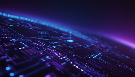 Circuit board futuristic technology concept. 3d rendering toned imageの素材