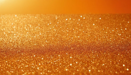 Golden glitter texture background. Abstract gold glitter texture with bokeh lights.の素材