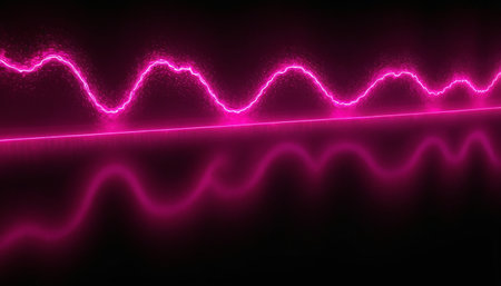 Neon sound wave on a dark background. 3D Renderingの素材