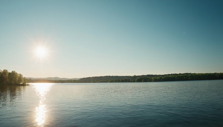 Beautiful sunset over the lake. Beautiful summer landscape. Panorama.の素材
