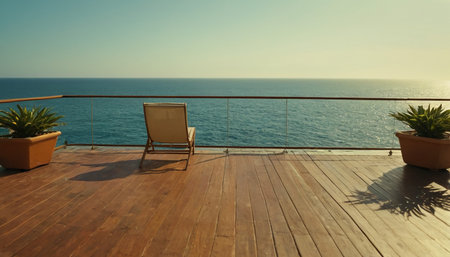 Balcony on the terrace overlooking the sea. Nobody insideの素材