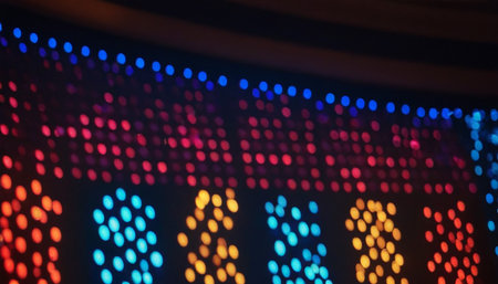 Abstract circular bokeh background of LED light at night in cityの素材