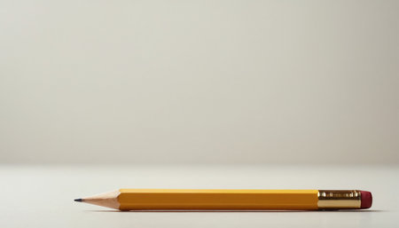 Pencil with eraser on a white background. Copy space.の素材