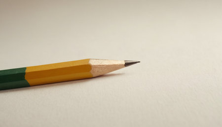 Close up of a pencil on a white background with copy space.の素材