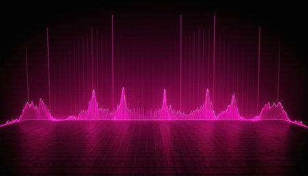 3d render of abstract background with glowing lines and bokehの素材