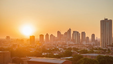 Bangkok cityscape at sunset, Thailand. Bangkok is the capital of Thailand.の素材