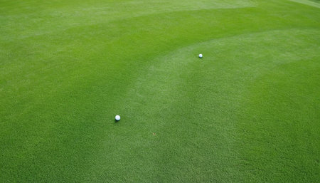 golf ball on green grass ready to putt in the holeの素材