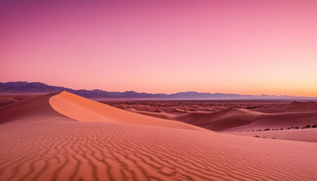Sunset over sand dunes in Death Valley National Park, Californiaの素材