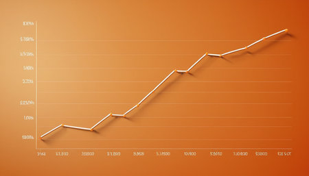 Highly rendering of a financial graph on orange background with copy spaceの素材