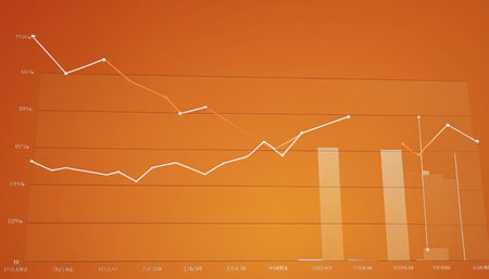 financial graph on orange background, business concept, stock market or forex trading graphの素材