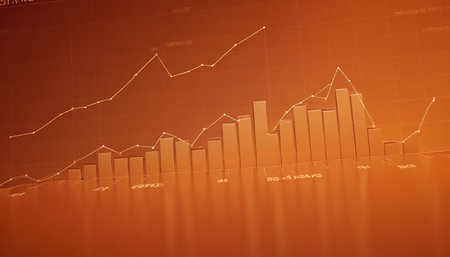 financial graph on orange background,business concept,3d rendering.の素材