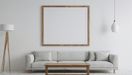 Mock up poster frame in modern interior background, 3d renderの素材