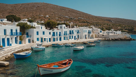 Panoramic view of Mykonos island, Cyclades, Greeceの素材