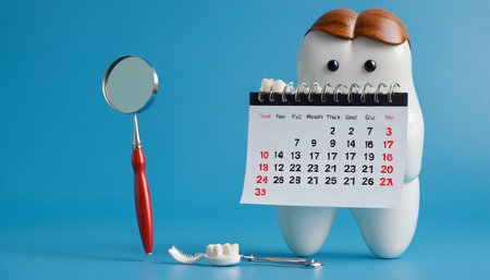 Calendar 2013 with tooth model and dentist tools on blue background.の素材