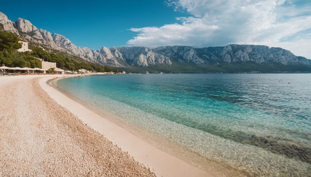Panoramic view of beach in Kotor bay, Montenegroの素材