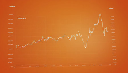 Highly rendering of a stock market graph on a orange background.の素材