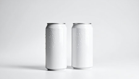 Aluminum cans mockup on white background. 3D rendering.の素材