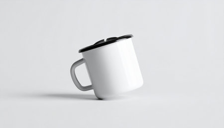White mug mockup, 3D rendering isolated on white background with clipping pathの素材