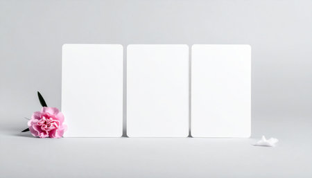 Photo of blank business cards on white background. Mock up for branding identity.の素材