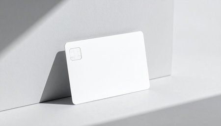 Blank business card on white background. Mockup for branding identity.の素材