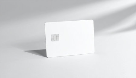 Blank white credit card mockup on white background. 3D renderingの素材